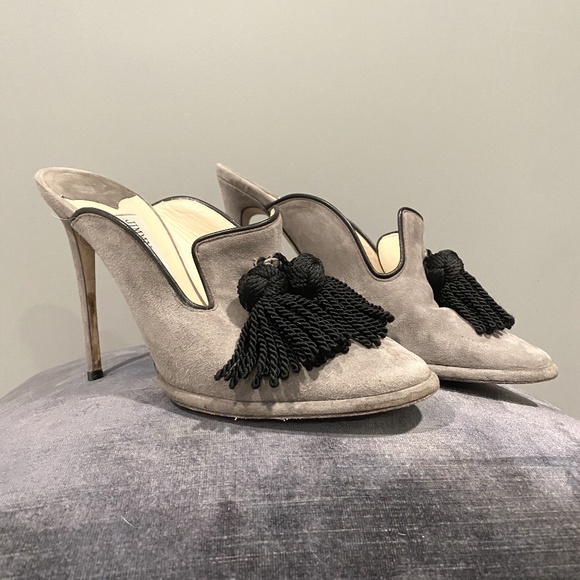 Suede decley tassle mule authentic jimmy choo heels